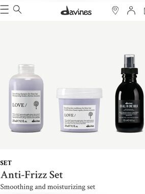 Davines Love Anti Frizz Set Shampoo + Cond + All In One Milk